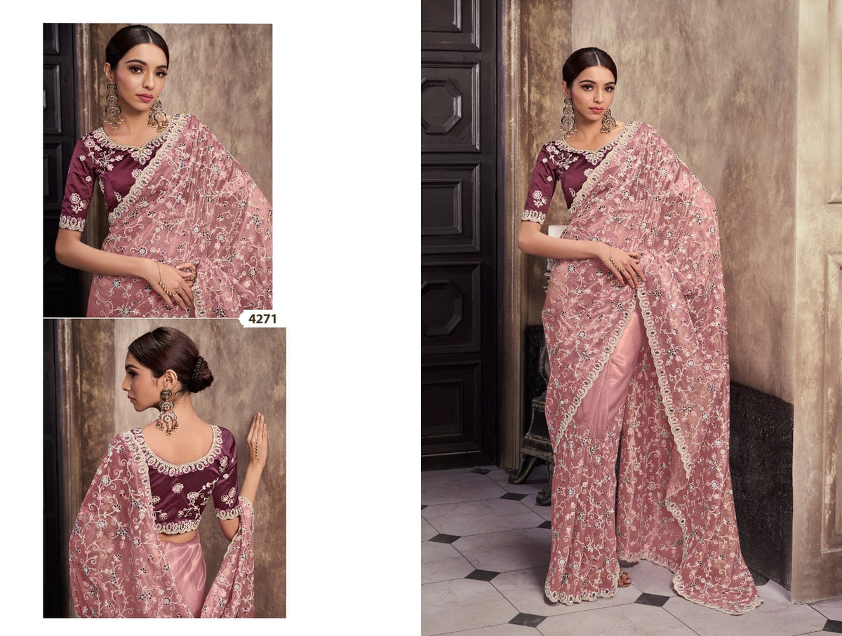 Elegant Netted Organza Saree